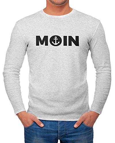 MoonWorks Herren Longsleeve Moin mit Anker Langarmshirt grau-Melange 3XL von MoonWorks