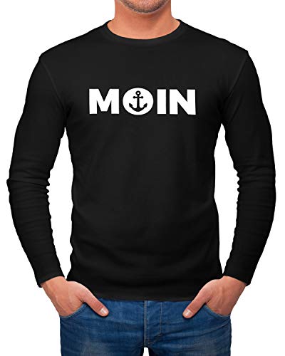 MoonWorks Herren Longsleeve Moin mit Anker Langarmshirt schwarz M von MoonWorks