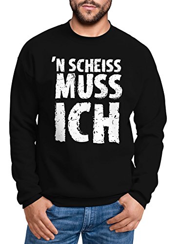 MoonWorks Herren Sweatshirt mit Spruch Einen Scheiß muss ich Fun Pullover ohne Kapuze schwarz 3XL von MoonWorks