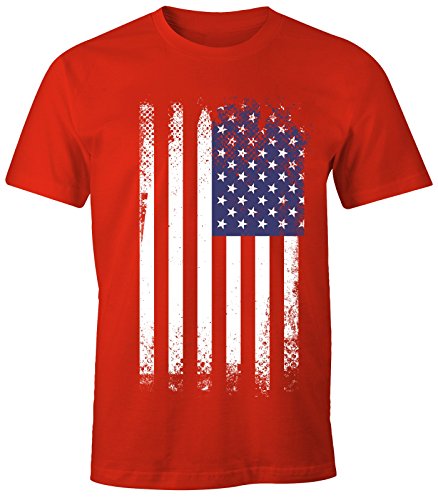 MoonWorks Herren T-Shirt - Amerika Flagge USA Flag United States of America - Comfort Fit rot L von MoonWorks