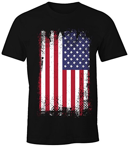 MoonWorks Herren T-Shirt - Amerika Flagge USA Flag United States of America - Comfort Fit schwarz XL von MoonWorks