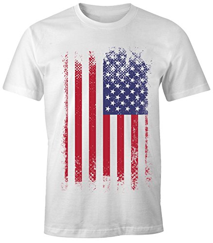 MoonWorks Herren T-Shirt - Amerika Flagge USA Flag United States of America - Comfort Fit weiß 3XL von MoonWorks