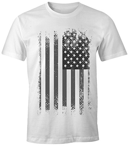 MoonWorks Herren T-Shirt - Amerika Flagge USA Flag United States of America - Comfort Fit weiß-schwarz M von MoonWorks