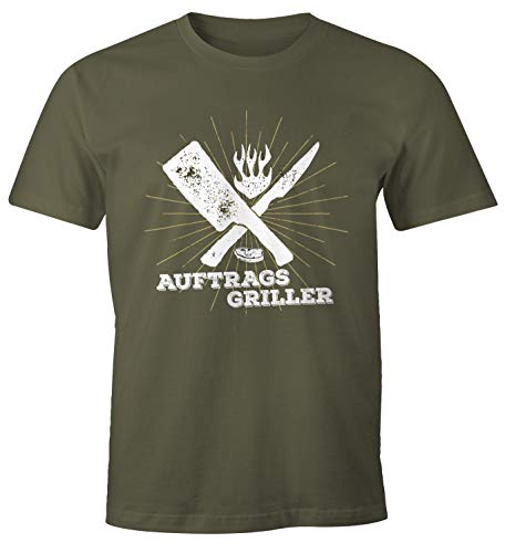 MoonWorks Herren T-Shirt Auftragsgriller Fun-Shirt Grill-Shirt BBQ Army L von MoonWorks