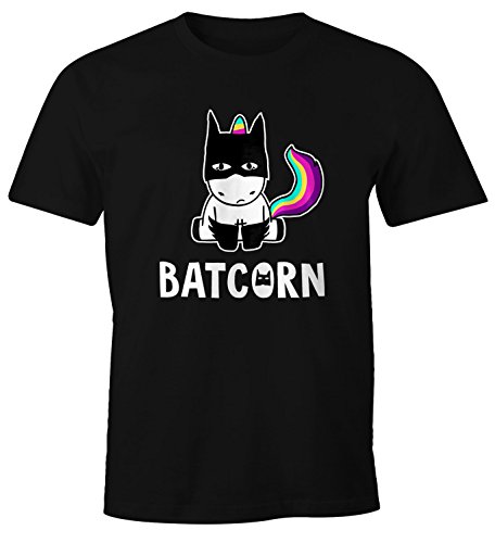 MoonWorks Herren T-Shirt Batcorn Einhorn Unicorn Fun-Shirt Einhorn-Shirt Unicorn cool schwarz 4XL von MoonWorks