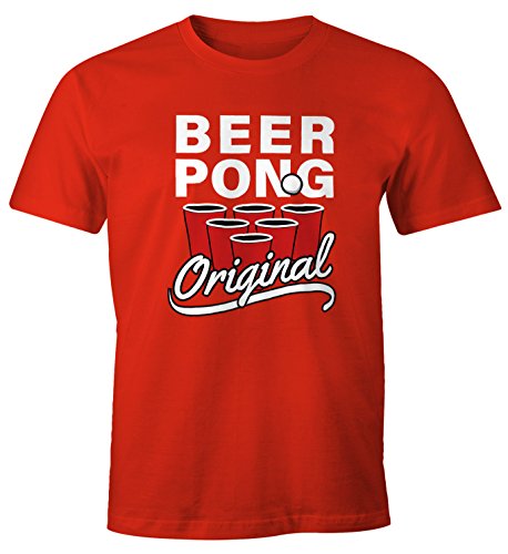 MoonWorks Herren T-Shirt Beer Pong Original Bier Fun-Shirt rot L von MoonWorks