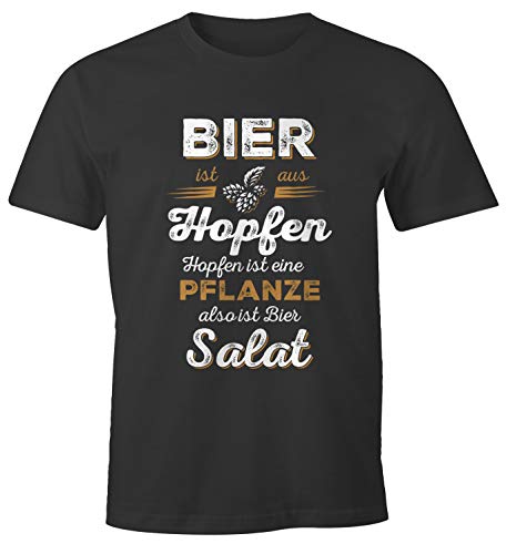 MoonWorks Herren T-Shirt Bier ist aus Hopfen, Hopfen ist eine Pflanze Also ist Bier Salat Fun-Shirt Spruch-Shirt anthrazit XL von MoonWorks