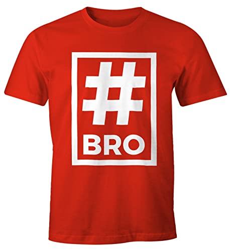 MoonWorks Herren T-Shirt Bro Brother Hashtag rot XL von MoonWorks