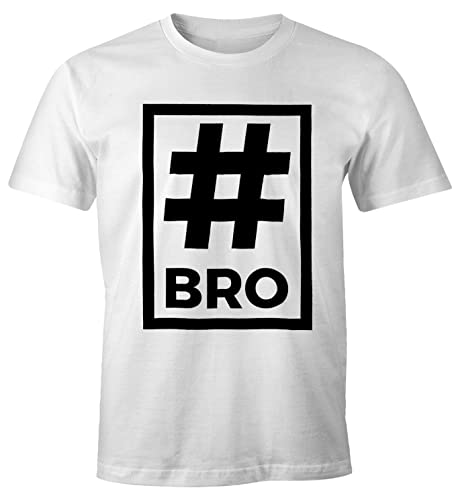 MoonWorks Herren T-Shirt Bro Brother Hashtag weiß S von MoonWorks