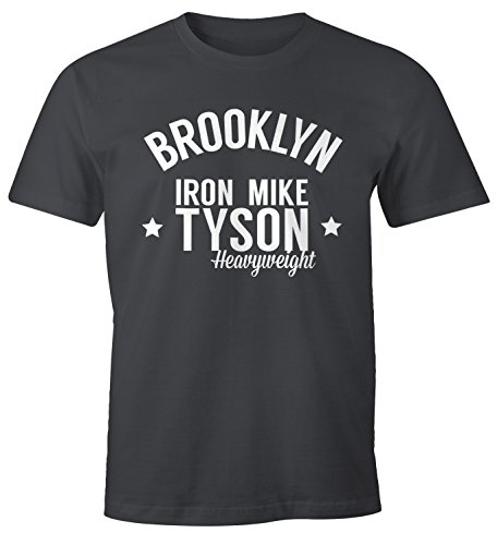 MoonWorks Herren T-Shirt Brooklyn New York Iron Mike Tyson Boxing Gym Fun-Shirt dunkelgrau L von MoonWorks