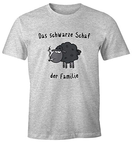 MoonWorks Herren T-Shirt Das Schwarze Schaf der Familie Fun-Shirt Rauchend grau-meliert XXL von MoonWorks