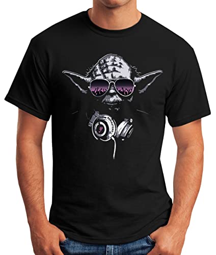 MoonWorks Herren T-Shirt - Deejay DJ Yoda Remastered schwarz S von MoonWorks