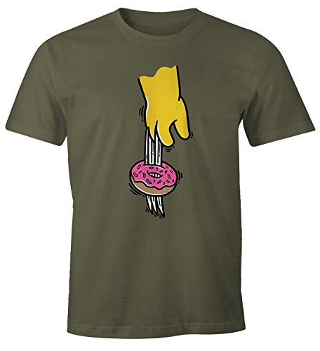 MoonWorks Herren T-Shirt Donut Doughnut Fun-Shirt Army M von MoonWorks