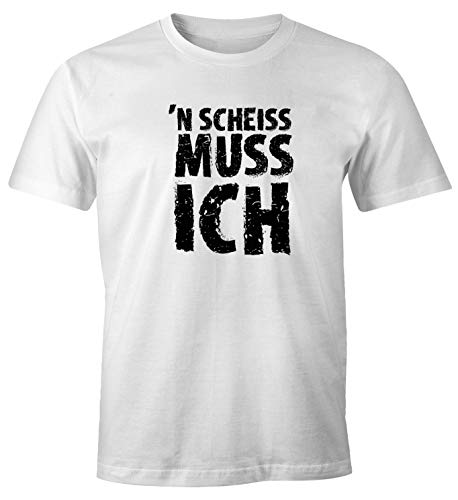 MoonWorks Herren T-Shirt Einen Scheiß muß ich Funshirt Spruch-Shirt weiß XXL von MoonWorks