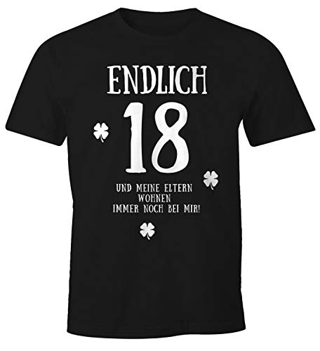 MoonWorks Herren T-Shirt Endlich 18 und Meine Eltern wohnen immernoch bei Mir zum Geschenk zum 18. Geburtstag Fun-Shirt schwarz M MoonWorks Herren T-Shirt Endlich 18 und Meine Eltern wohnen immernoch bei Mir zum Geschenk zum 18. Geburtstag Fun-Shirt schwarz M von MoonWorks
