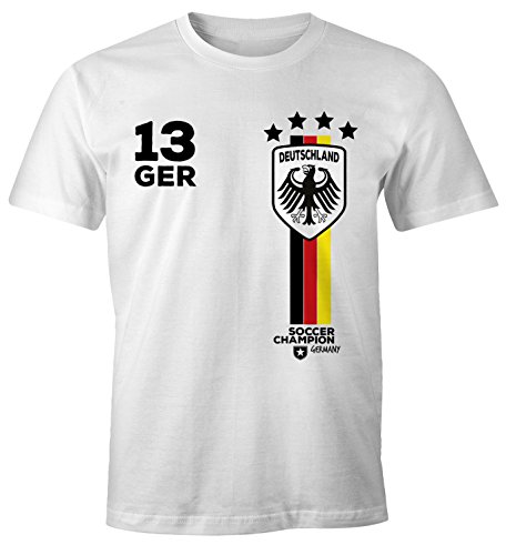 MoonWorks Herren T-Shirt Fanshirt Deutschland Trikot EM WM Fußball Germany Fan Shirt weiß XXL von MoonWorks