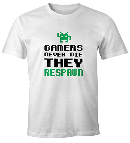 MoonWorks Herren T-Shirt Gamers Never die They Respawn Spruch Pixel Zocker 90er 80er Retro Fun-Shirt weiß XXL MoonWorks Herren T-Shirt Gamers Never die They Respawn Spruch Pixel Zocker 90er 80er Retro Fun-Shirt weiß XXL von MoonWorks