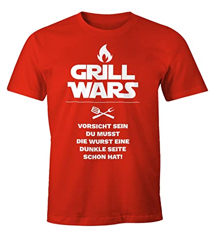 MoonWorks Herren T-Shirt Grill Wars mit Spruch Fun-Shirt rot 4XL von MoonWorks