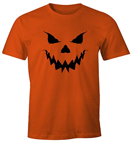 MoonWorks Herren T-Shirt Halloween Kürbis Jack O Lantern Orange Fun-Shirt orange L von MoonWorks