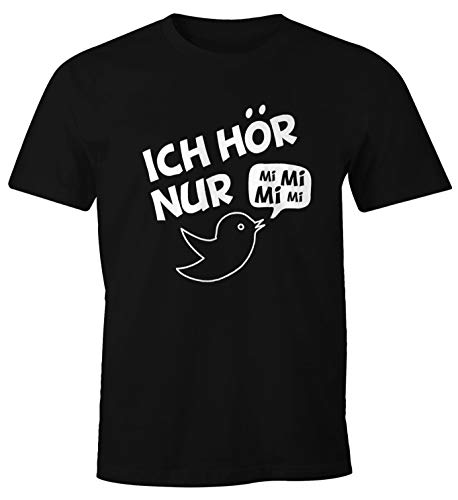 MoonWorks Herren T-Shirt Ich hör nur Mi Mi Mi MiMiMi Spruch Shirt Männer Slimfit XS-4XL schwarz 4XL von MoonWorks