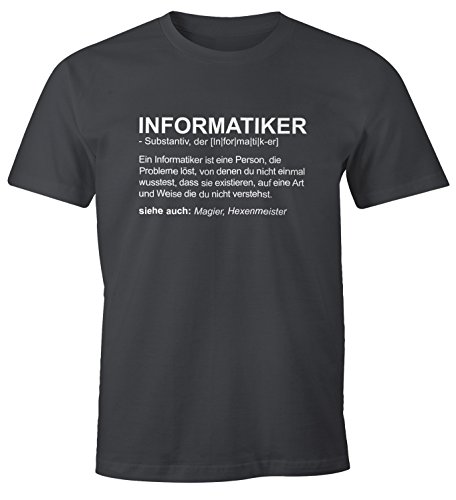 MoonWorks Herren T-Shirt Informatiker Definition Fun-Shirt dunkelgrau M von MoonWorks