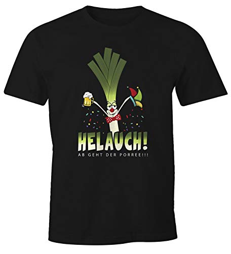 MoonWorks Herren T-Shirt Karneval Fasching Fastnacht Helauch Lauch Helau lustig Fun-Shirt Mann schwarz L von MoonWorks