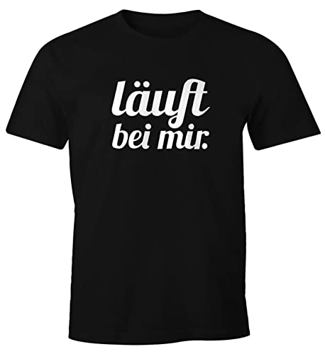 MoonWorks Herren T-Shirt Läuft bei Mir Fun-Shirt mit Spruch schwarz XL von MoonWorks