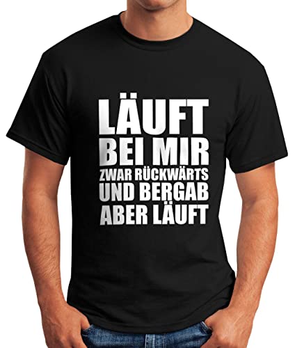 MoonWorks Herren T-Shirt - Läuft bei Mir zwar rückwärts und bergab Aber läuft - Comfort Fit schwarz 4XL von MoonWorks
