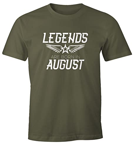 MoonWorks Herren T-Shirt Legends Are Born in August Geburtstag Geschenk Fun-Shirt Army S von MoonWorks