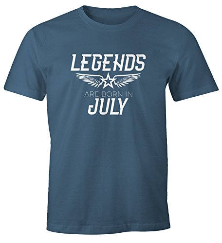 MoonWorks Herren T-Shirt Legends Are Born in July Geburtstag Geschenk Fun-Shirt Denim XXL von MoonWorks