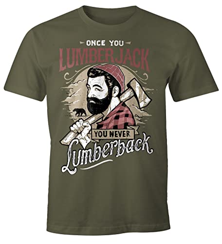 MoonWorks Herren T-Shirt Lumberjack Holzfäller Hipster Bart Beard Lumberback Army L von MoonWorks
