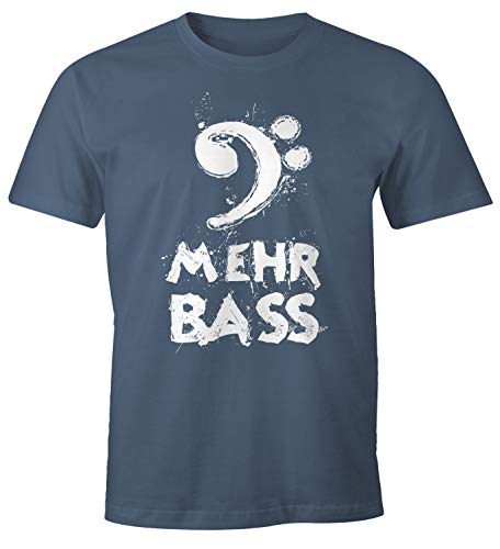 MoonWorks Herren T-Shirt Mehr Bass Musik Party Denim L von MoonWorks