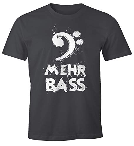 MoonWorks Herren T-Shirt Mehr Bass Musik Party dunkelgrau L von MoonWorks