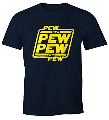 MoonWorks Herren T-Shirt Pew Pew Pew Fun-Shirt Navy XL von MoonWorks