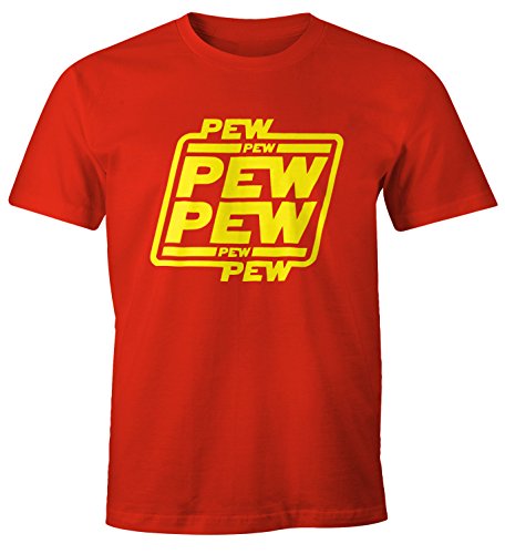 MoonWorks Herren T-Shirt Pew Pew Pew Fun-Shirt rot 4XL von MoonWorks