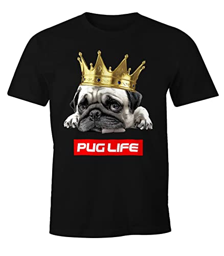 MoonWorks Herren T-Shirt Pug Life Mops mit Krone Fun-Shirt schwarz XXL von MoonWorks