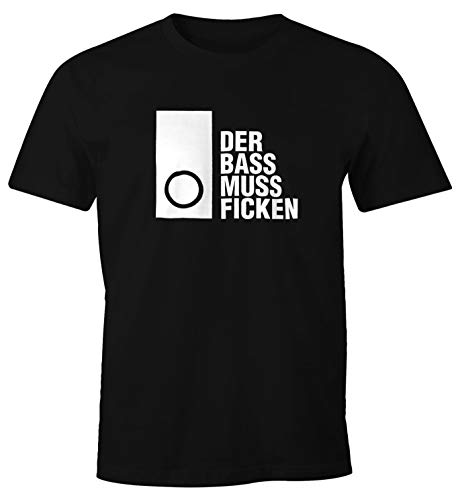 MoonWorks Herren T-Shirt Techno Spruch - Der Bass muss Ficken - Party Festival Rave schwarz XXL von MoonWorks