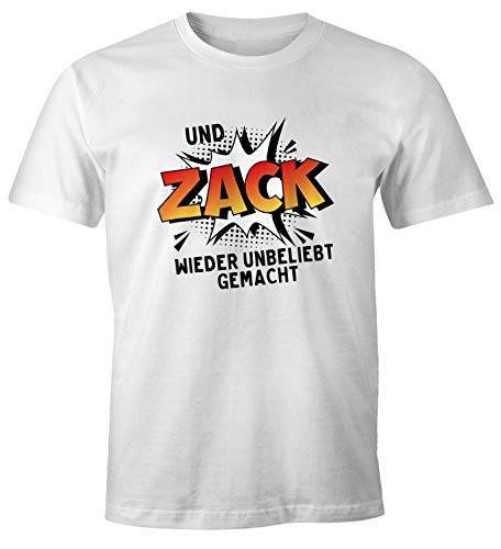 MoonWorks Herren T-Shirt Und Zack Wieder Unbeliebt gemacht Spruch Fun-Shirt weiß XL von MoonWorks