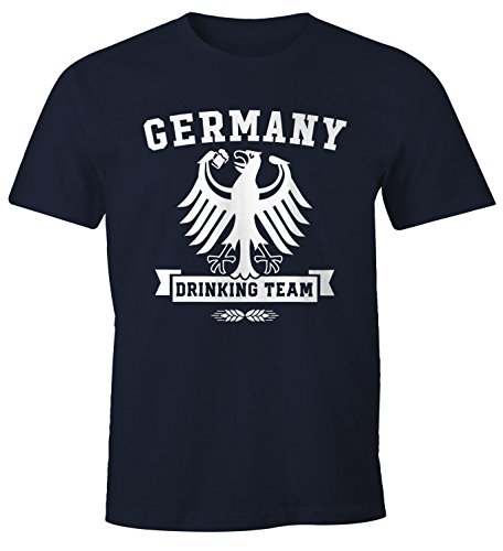 MoonWorks Herren T-Shirt WM Deutschland Fußball Germany Drinking Team Fun-Shirt Navy 4XL von MoonWorks