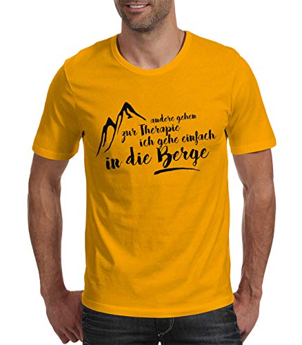 MoonWorks Herren T-Shirt - Wandern - Andere gehen zur Therapie ich gehe einfach in die Berge gelb L von MoonWorks