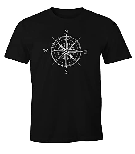 MoonWorks Herren T-Shirt Wind-Rose Kompass Segeln schwarz L von MoonWorks