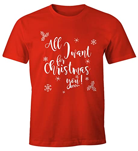 MoonWorks Herren T-Shirt für Weihnachten All I Want for Christmas is You rot XL von MoonWorks