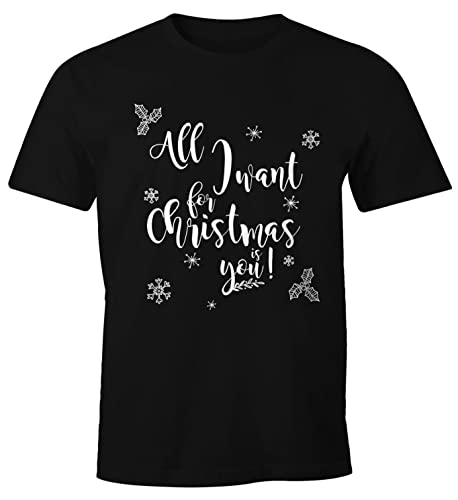 MoonWorks Herren T-Shirt für Weihnachten All I Want for Christmas is You schwarz 4XL von MoonWorks