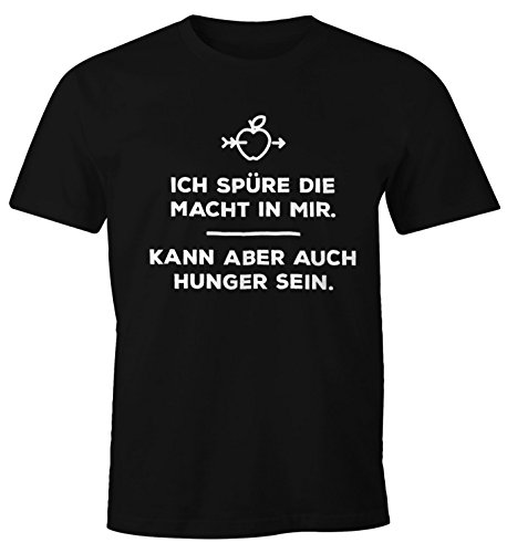 MoonWorks Herren T-Shirt - ich spüre die Macht in Mir kann Aber auch Hunger Sein Spruch - Comfort Fit schwarz 3XL von MoonWorks