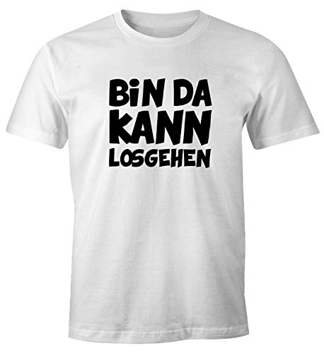 MoonWorks Herren T-Shirt mit Spruch Bin da kann losgehen Fun-Shirt weiß 4XL von MoonWorks