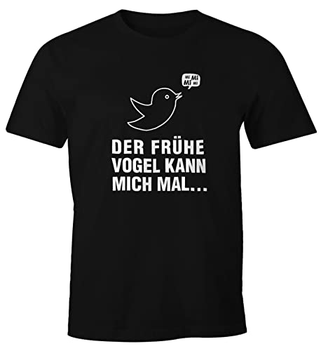 MoonWorks Herren T-Shirt mit Spruch - Der frühe Vogel kann Mich mal - Fun-Shirt schwarz 4XL von MoonWorks