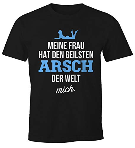 MoonWorks Herren T-Shirt mit lustigem Spruch Meine Frau hat den geilsten Arsch der Welt Mich Fun-Shirt schwarz 5XL von MoonWorks