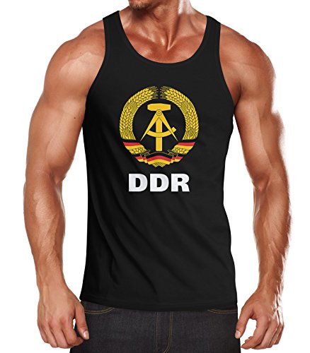 MoonWorks Herren Tanktop DDR Fan Retro Nostalgie schwarz L von MoonWorks