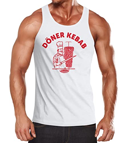 MoonWorks Herren Tanktop Döner Kebab Dönerspieß Muskelshirt weiß S von MoonWorks