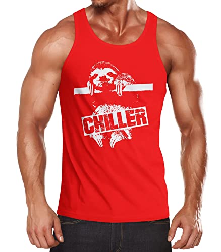 MoonWorks Herren Tanktop Faultier Born Chiller Sloth Muscle Shirt rot XXL von MoonWorks